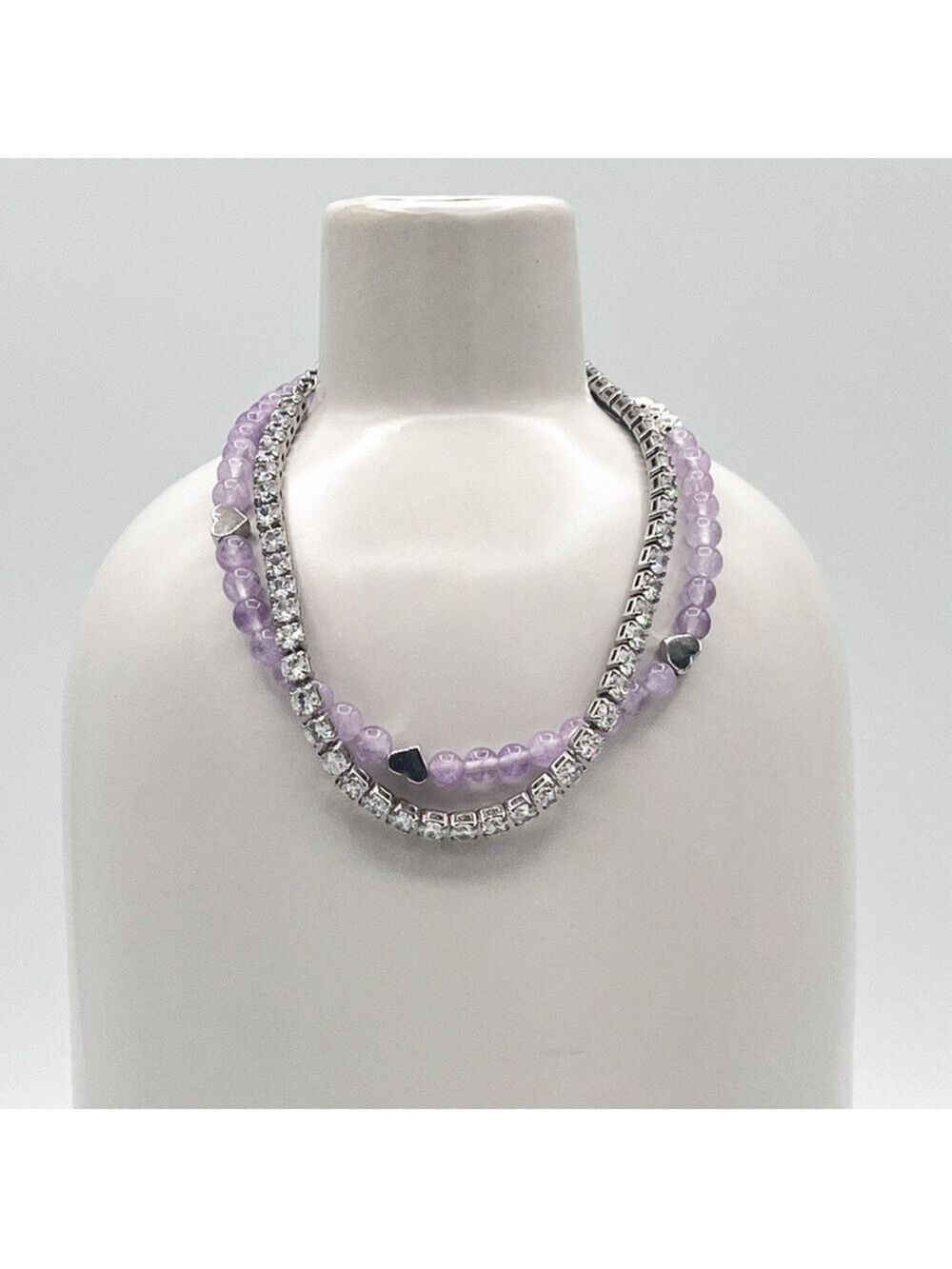 LAVENDER jade and cubic zirconia micro pave tennis bracelet